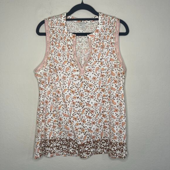 Lucky Brand Tops - Lucky Brand Cream Floral Sleeveless Tank Top - Size S